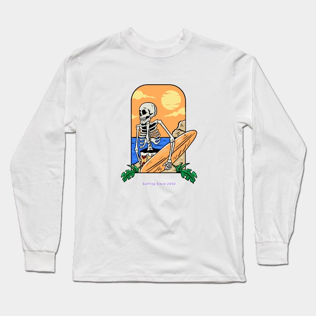 Skeleton Surfing 2 Long Sleeve T-Shirt by AlmostMaybeNever